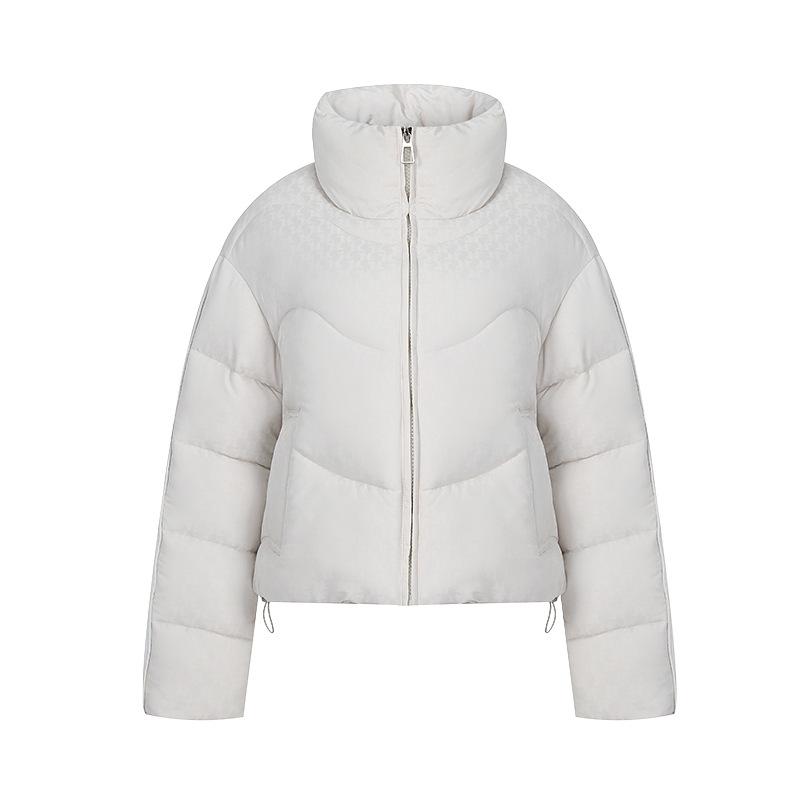 Women’s Short Stand Collar Houndstooth Windproof Thicken Warm Winter Jacket