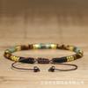 Tiger Eye Turquoise Tube Bead Bracelet – Gold Accent Adjustable Boho Jewelry, Courage Protection Gift for Men & Women