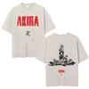 Anime Akira Vintage Washed T Shirt Japanese Science Fiction Cartoon Movie Shotaro Kaneda Tshirt Male Retro Oversized Tshirts