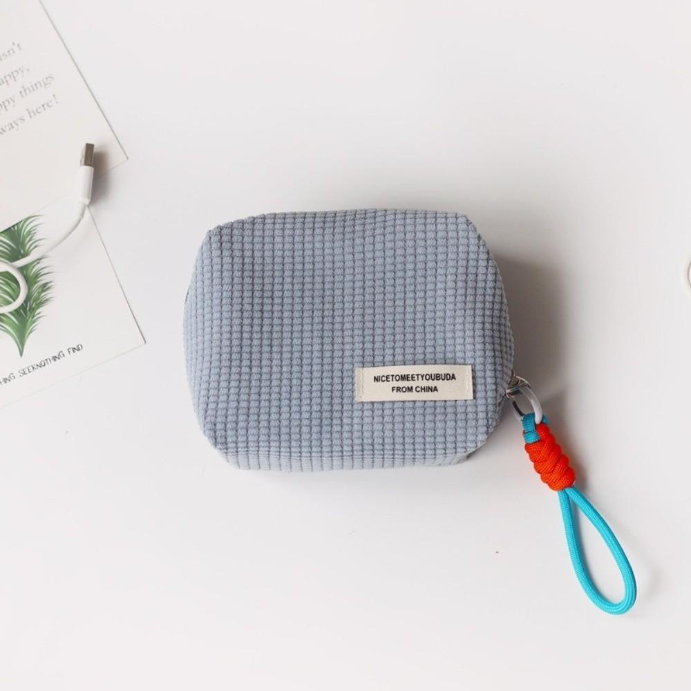 Solid Color Coin Purse Large Capacity Corduroy Sanitary Napkin Storage Bag Multifunctional Storage Bag Multi-Purpose Use