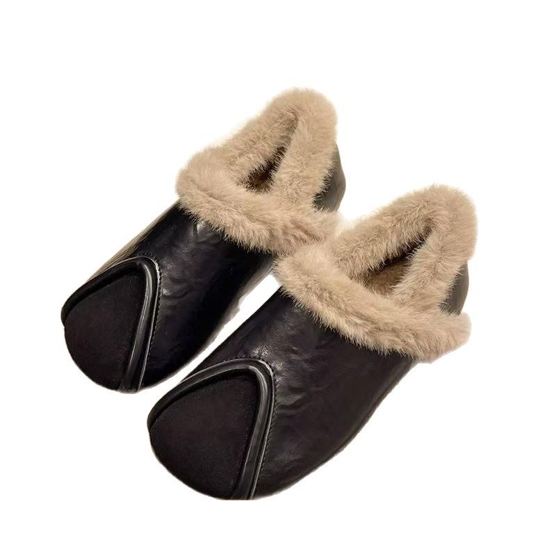 Fashion Winter Women Fur Shoes Indoor Outdoor Warmth Anti-slip Comfort Thick Sole Casual Home Mary Janes Shoes Women Snow Boots