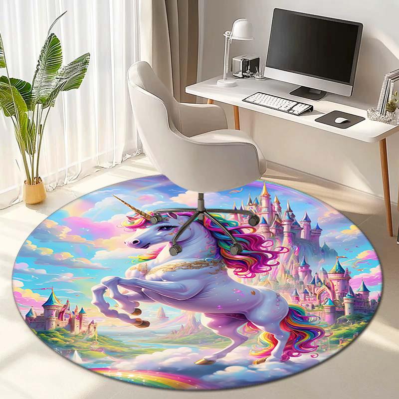 Rainbow Unicorn Fantasy Sky Round Rug Home Soft Decorative Anti Slip Yoga Table And Chair Mat Carpet Outdoor Floor Mat Carpet S4