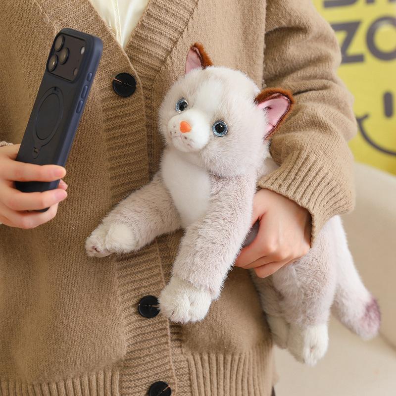 40Cm Fluffy Cat Plush Toy Stuffed Orange Grey Black White Brown Kitten Lying Animal Doll Like Real Plushie Companion Gift