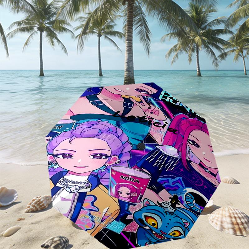 KPop Dämonenjäger Druck Regenschirm Automatisches Öffnen/Schließen - Tragbares Faltbares Design - Tägliche Nutzung für Reisen/Outdoor - Geschenk zum Geburtstag
