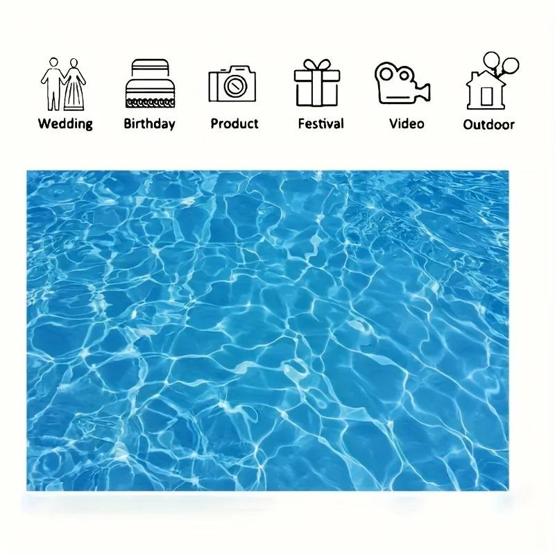 1 Stück, 2D flacher blauer Wasserwellen-Fotografie-Hintergrund, geeignet für Geburtstagsfeiern, Poolpartys und Studio-Dekoration, ws