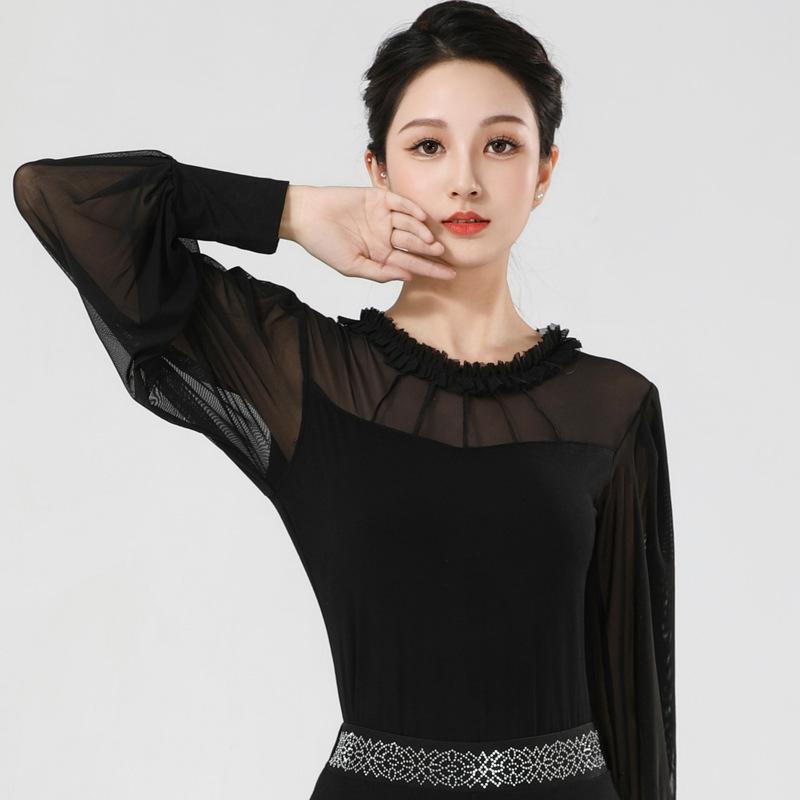 Women Dance Wear Latin Suit Ballroom Evening Dresses Costume Long Sleeves Line Dance Top + Pants Waltz Saba Suit