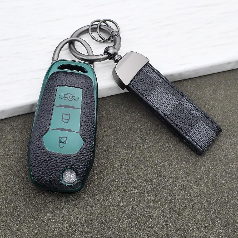 Tpu Leather Remote Key Cover For Ford Figo Mondeo 5 Ecosport Fiesta Mk8 Everest Ranger F150 Kuga Fusion Escort Key Chain
