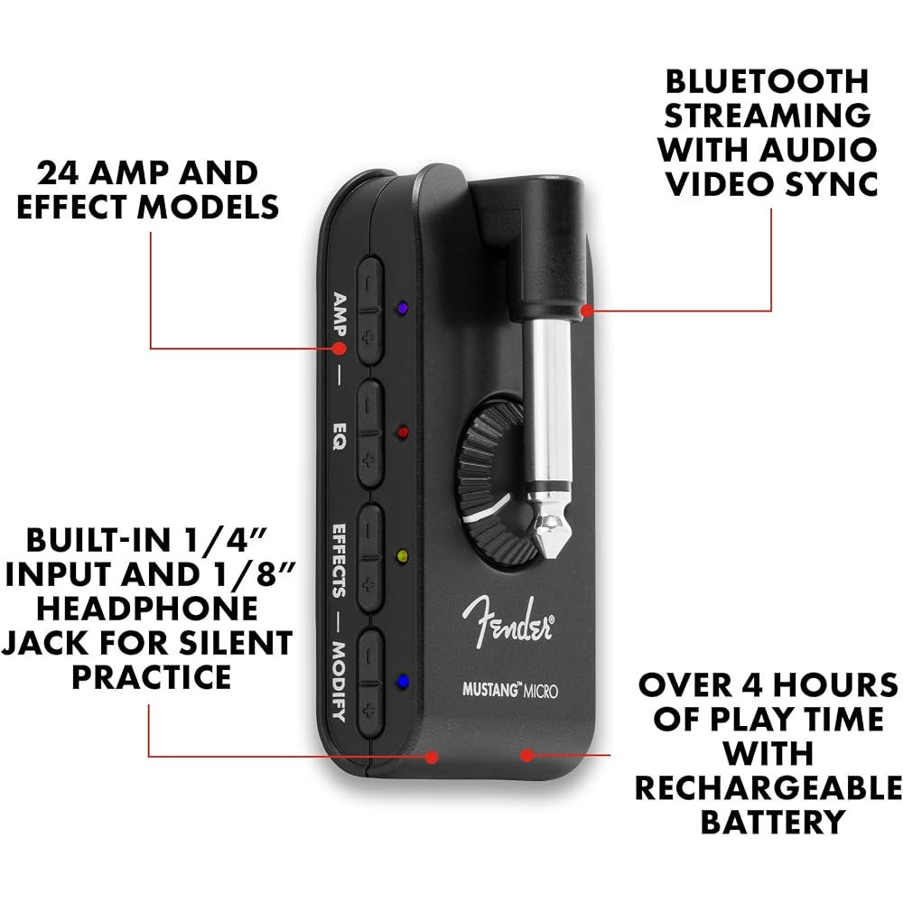 Fender Guitar and Bass Headphone Amp MUSTANG™ MICRO BLACK