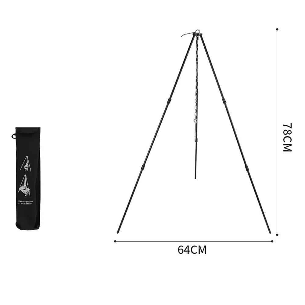 Кемпинговый штатив для костра, подвесной горшок, уличная посуда, кастрюля для пикника, гриль, стойка для барбекю, штатив из алюминиевого сплава чёрный