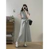 Summer Fashion Foreign Style Large Size Fat Mm Design Sense Lace-up Waist Dress Women's Thin Casual T-shirt Skirt