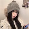 Women S Plush Earmuff Knit Hat Winter Warm Tie Closure Beanie For Big Head