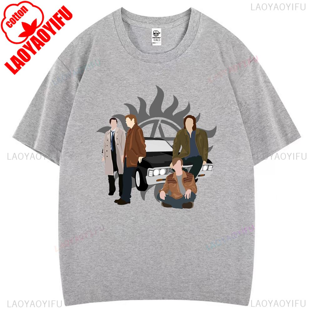 Family Don't End with Blood Supernatural Graphic T Shirts Woman Man Comfortable High Quality Cotton T-shirt Fashion Streetwear