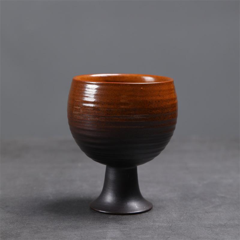Kiln-Changed Ceramic Cup Tall Wine Glass Retro Small Capacity Wine Glass High Value Concentrated Coffee Cup Goods