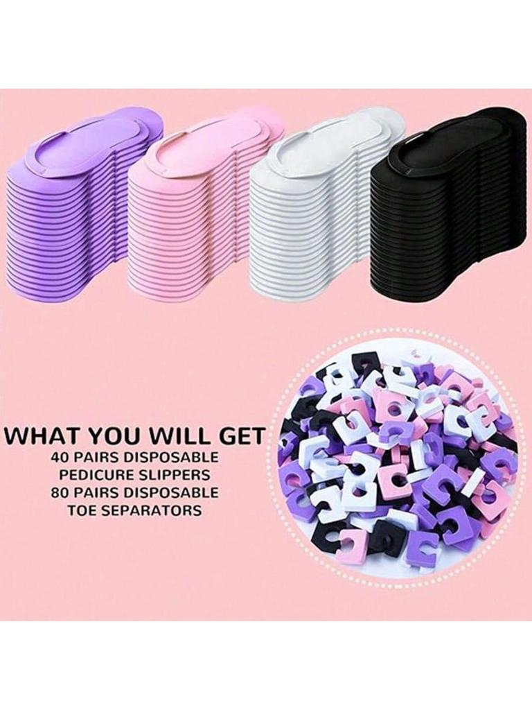 10Pairs Disposable Pedicure Slippers and Toe Separators Kit 10 Toe Separators for Women Nail Hotel Salon Spa Party