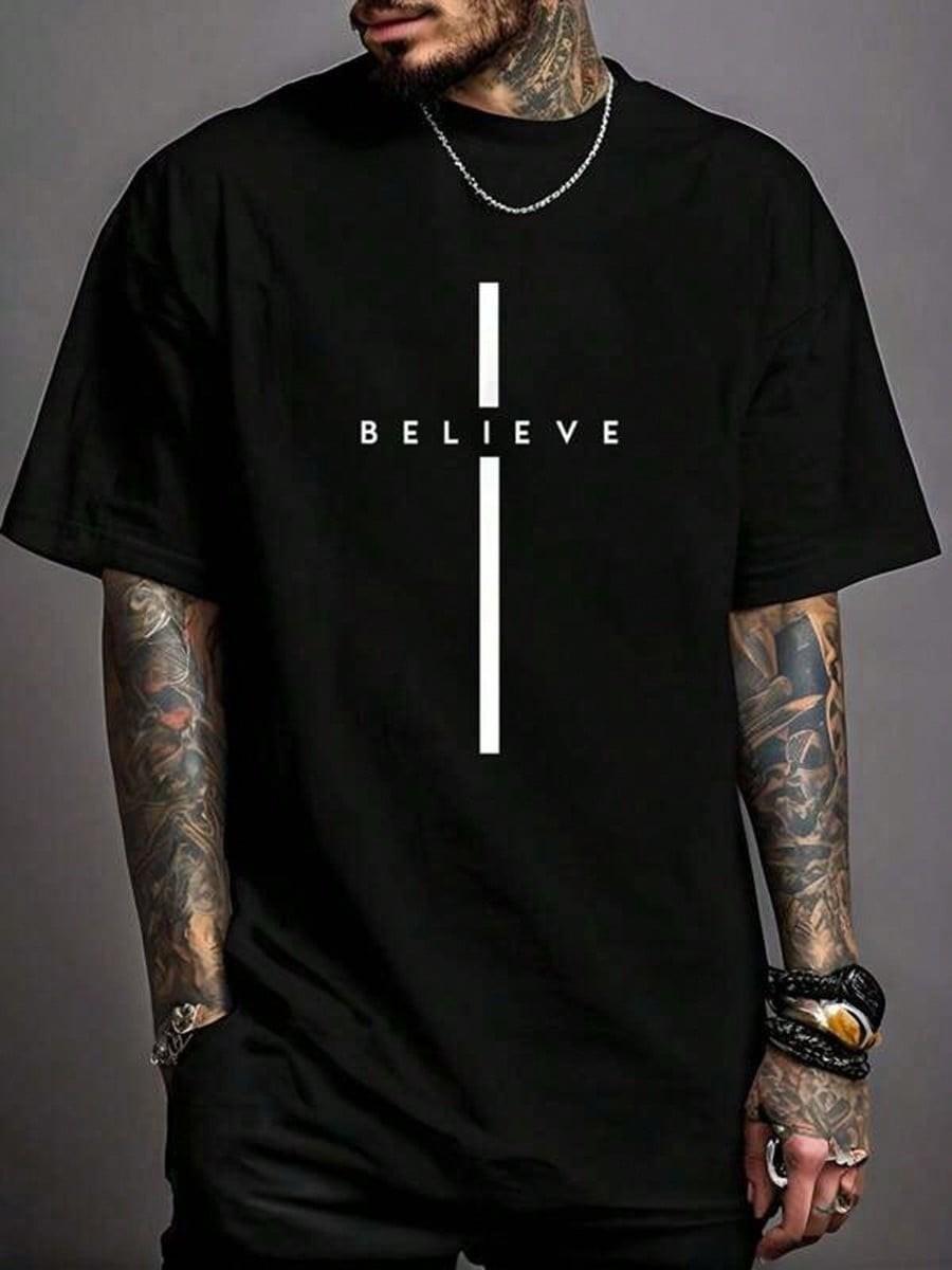 Believe Cross God Jesus Easter Christian Religious Men Women Print T-Shirt S разноцветный