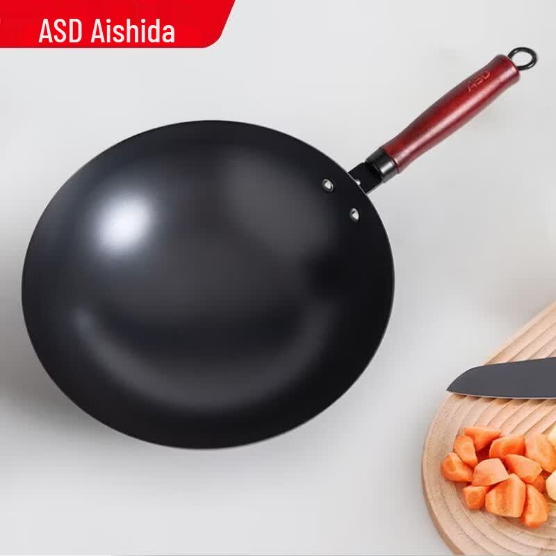 ASD 36 см чугунный вок без покрытия с крышкой