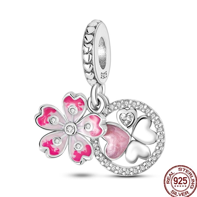 Copper Pink Puppy Flower Bird Pink Charm Beads Suitable For 3Mm Original Bracelet Diy Jewelry Gift