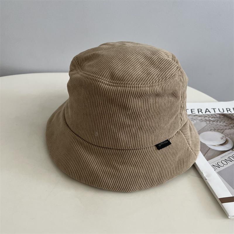 Corduroy padded short eaves bucket hat women autumn and winter thickened warm simple wind fashion basin hat men