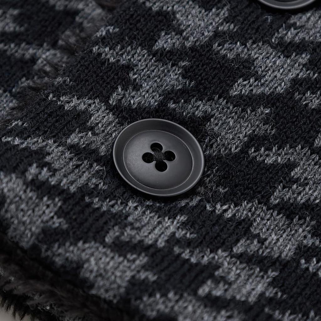 Callaway Men's Knit & Fur Neck Warmer with Button Closure, Houndstooth Pattern, for Cold Weather Golf (C25298101)