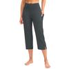 Kvinner Elastisk Høy Midje 3/4 Bukse Casual Aktiv Passform Vide Capri Leggings Bukser Bukser Med Lommer