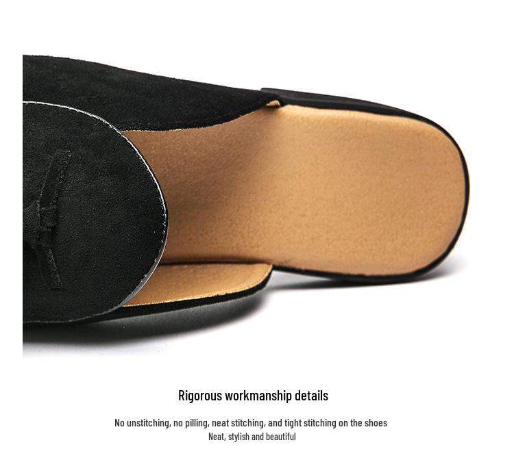 Men's Tassel Slip-On Leather Sandals - Breathable Summer Head Wrap Design