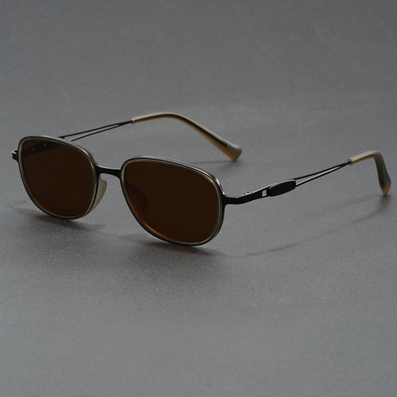 

Cojos Men S Polarized Sunglasses Small Frame Metal Square Fashion Sunglasses Women S Retro Korean Style Green Brown