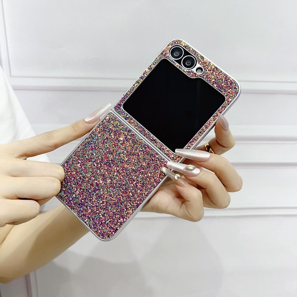 For Samsung Galaxy Z Flip7 FE 5G/Z Flip6 5G Case Rubberized Silver Edge Phantom Glitter Hard PC Phone Cover