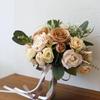 Forest-Style Artificial Rose Bouquet In Champagne Coffee for Bride or Photography