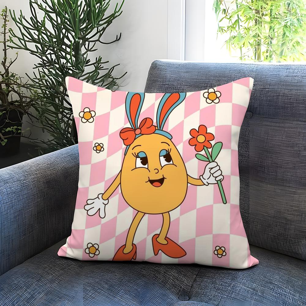 Easter Day Cushion Cover Comfortable Reversible Pillow Cover Ideal for Car Sofa Bedroom & Beyond