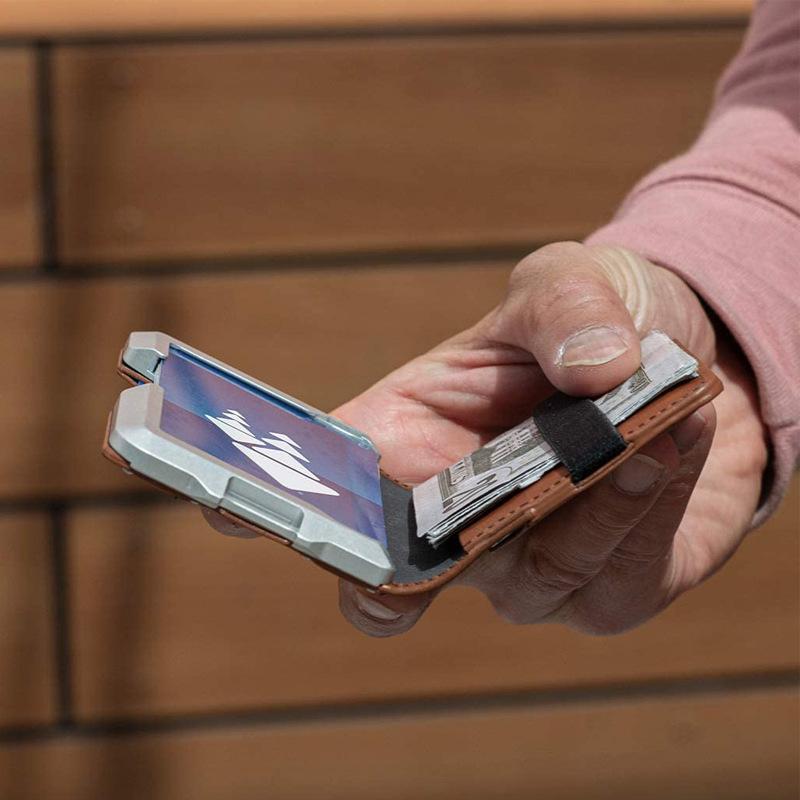 RFID Anti-Magnetic Men's Leather Metal Card Bag Multifunctional Aluminum Alloy Bank Credit Card Holder Wallet