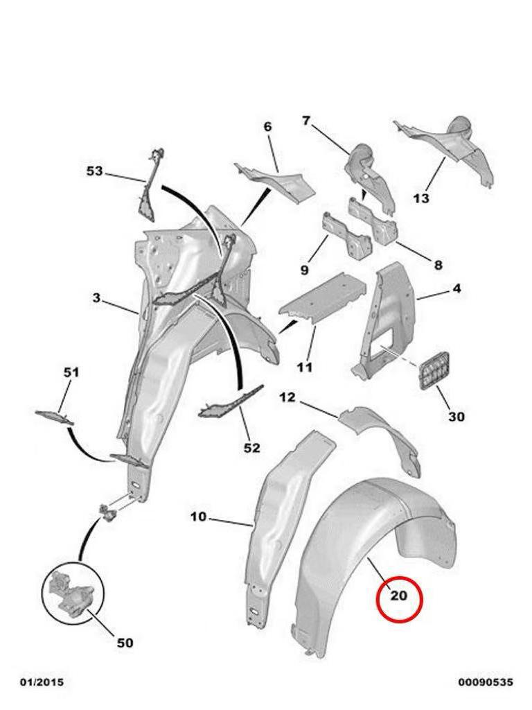 Rear Fender Liner/Mudguard for Citroen C5 (8533S9, 8534E0)