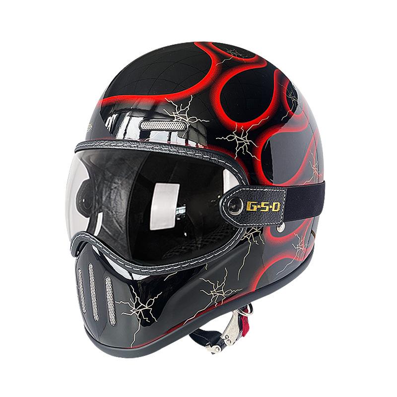 Fiberglass Retro Full Face Motorcycle Helmet for All Seasons - Unisex Winter Safety 3C Certified