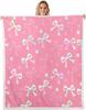 GUOYU Blanket Bow Sherpa Throw Blanket for Couch Bowknot Super Soft Cozy Fleece Dreamy Princess Style Blanket for Winter Plush Throw Pink Bow