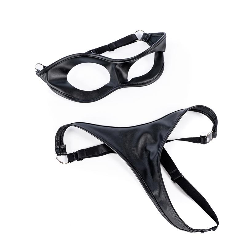 Sexy Temptation Lingerie Open Cup Bustier Set s koženým bondage oblečením pro fetiš BDSM Bundle pro dospělé sexuální hračky