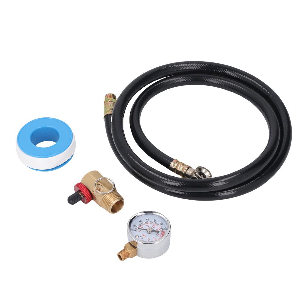 Air Tank Repair Kit 0-200 PSI Pressure Meter Brass Manifold Air Tank Hose Assembly Kit