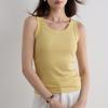Women Thin Slim Fit Solid Color Round Neck Ribbed Camisole Tank Top Inner Wear