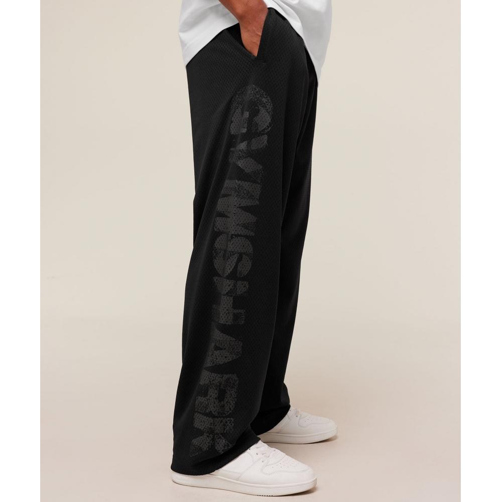 Gymshark Graphic Wordmark Mesh Wide Leg Pants Black A4b6l Bb2j