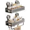 Multi Tier Suction Cup Shower Shelf with Hooks and Towel Rack for Efficient Bathroom Storage Rust Resistant Finish