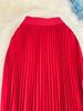 Classic High-Waist A-Line Pleated Midi Skirt - Versatile European & American Style for Women