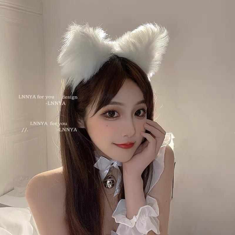 Sexy Cat Ear Headband Women Fluffy Plush Hair Hoop Cute Lolita Bell Choker