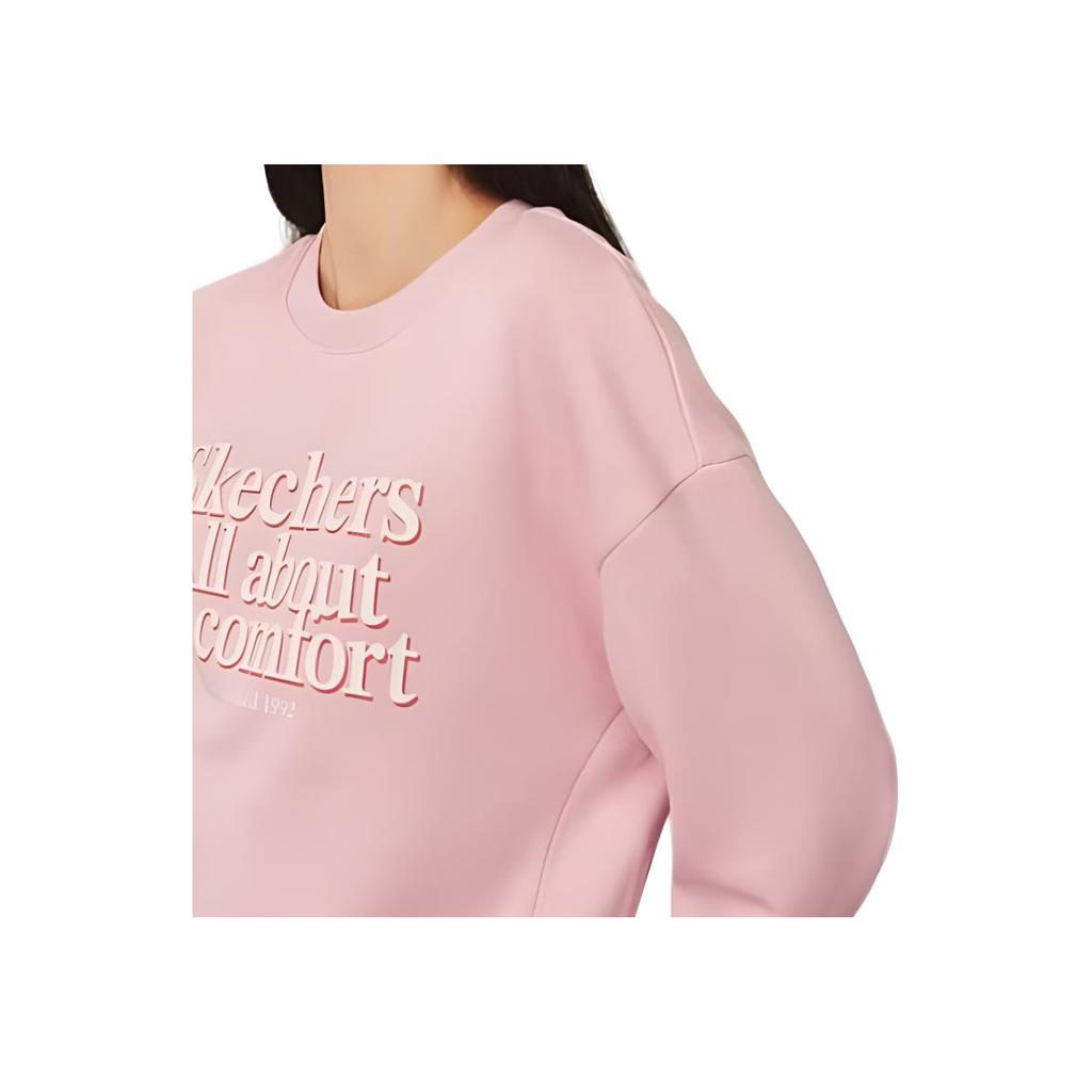 Skechers Round Neck Casual Letter Print Long Sleeve Sweatshirt Women sweatshirt Pink L324W049-04QT
