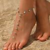 Hot-selling Bohemian style diamond-set toe anklet women's fashion versatile gold disc pendant beach foot accessories