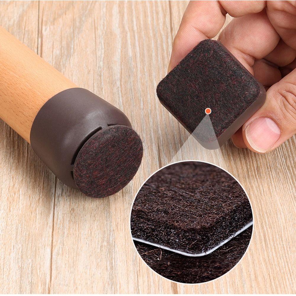 Mit dicken Filzgleitern Stuhlbeinkappen Geräuschreduzierung Rund/Quadrat Stuhlbein Bodenschutz Dunkelbraun Rutschfest