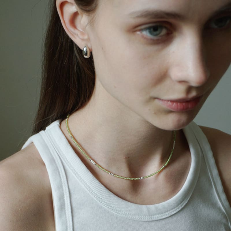 OURPIERRE LOVE SKINNY BEADS NECKLACE GLOW Green