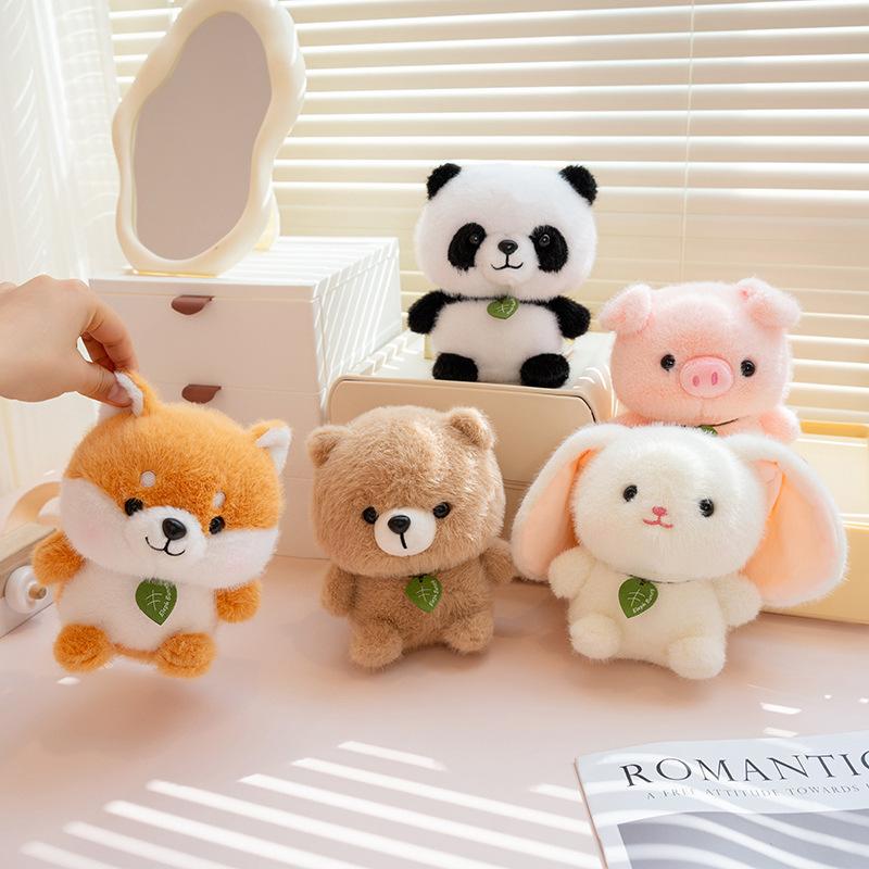 Cute Little Animal Fur Rabbit Panda Doll Velvet Toy Bear Corgi Doll Children'S Company Soothing Rag Doll
