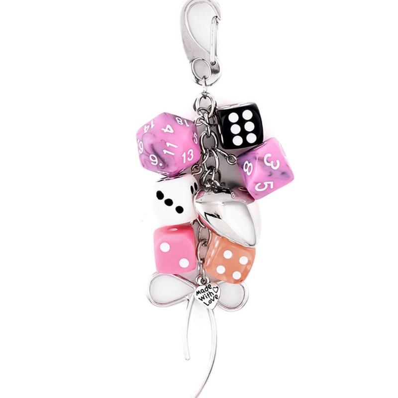 Hiphop Dice Billiards Keychain Y2K Black Dice No. 8 Starburst Pendant Bag Charms Hangings Punk Cool Ornament Accessories