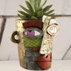 Colorful Retro Human Face Abstract Art Flower Pot Resin Arrangement Antique Flower Pot Decoration