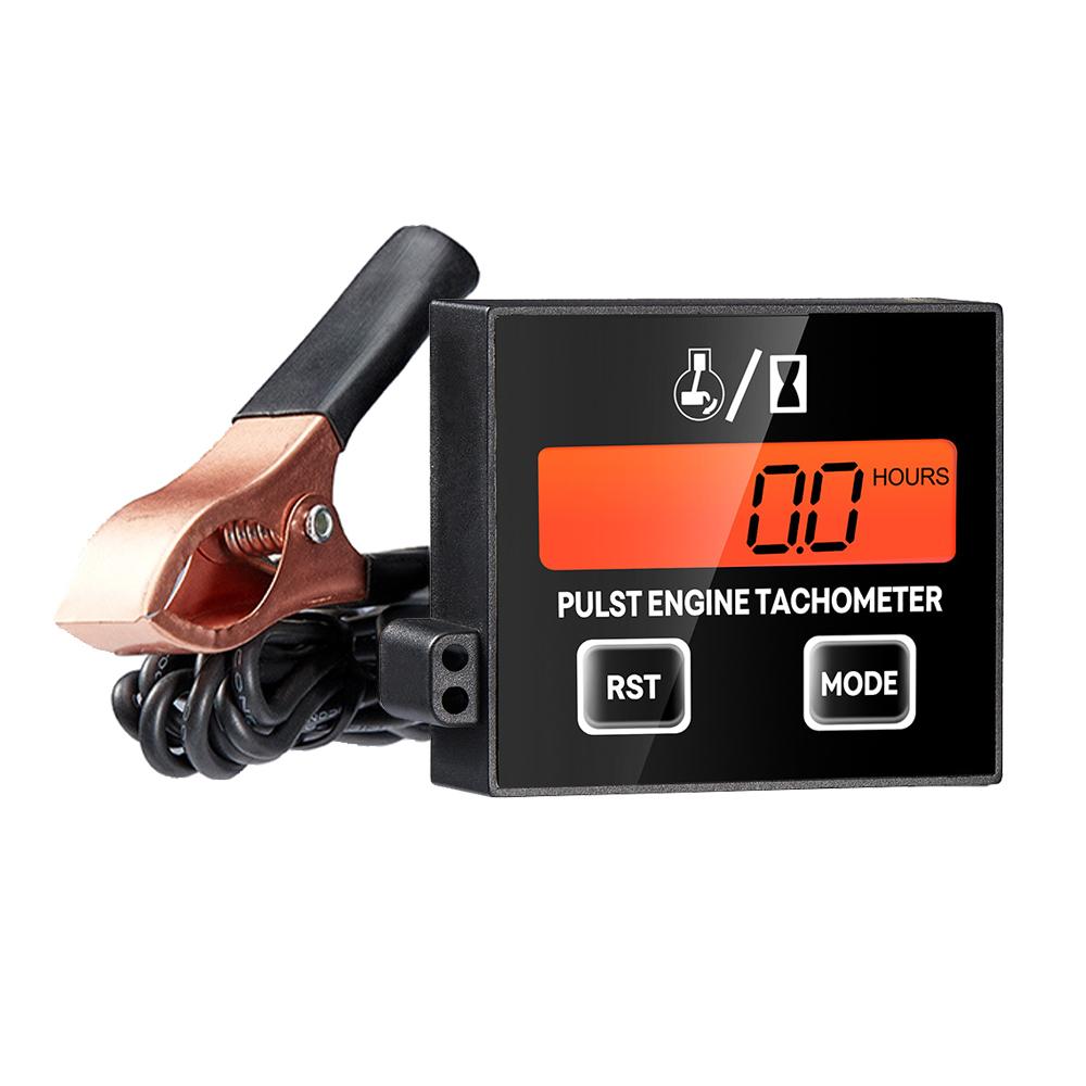 Small Digital Tachometer Inductive Engine Tachometer Waterproof Tach Hour Meter for Chainsaw Marine ATV Motorcycle UTV Engine
