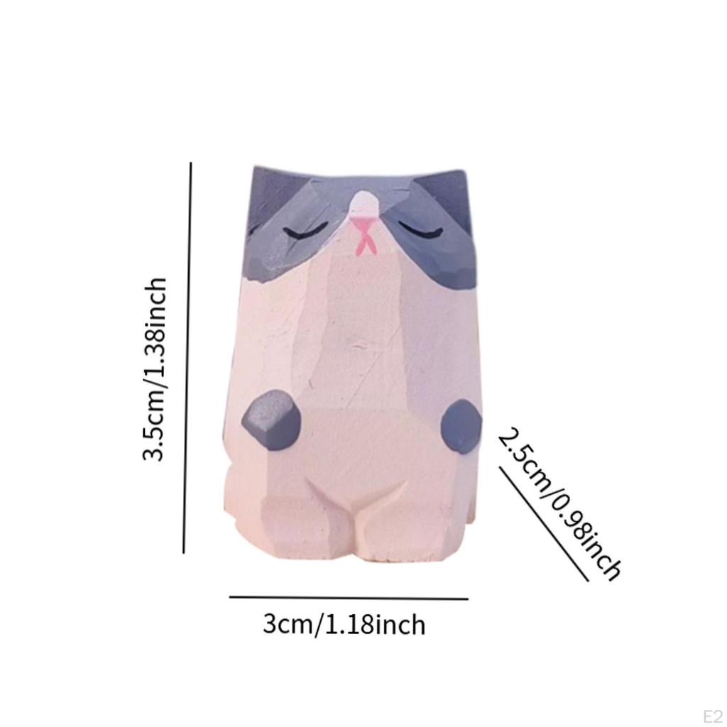 Ručně vyráběná dřevěná kočičí figurka Miniaturní zvířecí socha pro domácí dekoraci