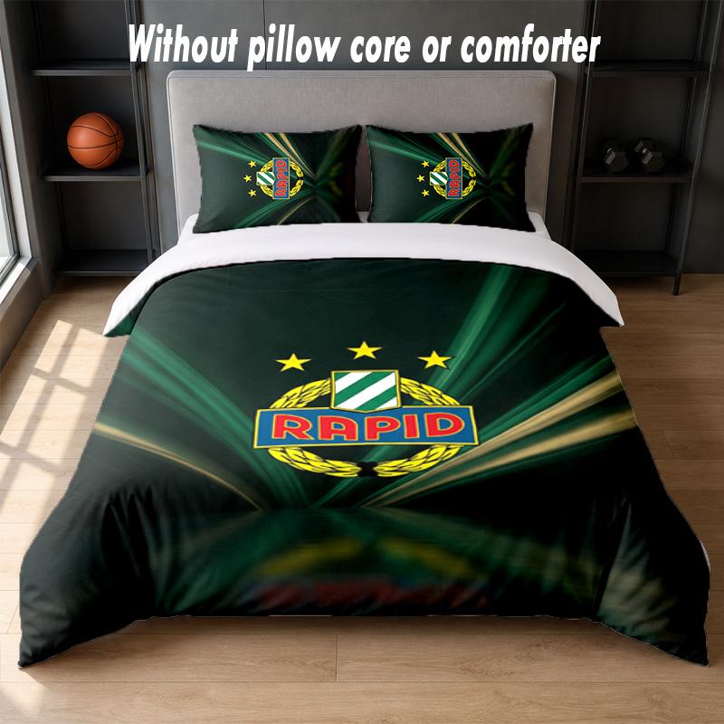 Rapid Wien FC Design Bed Bedding Set 1 Duvet Cover + 2 Pillowcases Soft Breathable Household Bed Linens